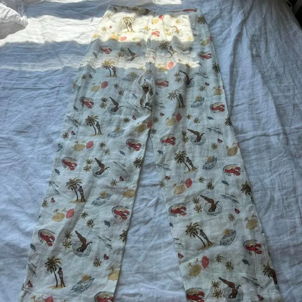 Reformation beach print linen pants